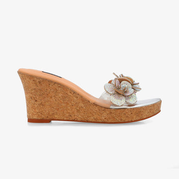 Heels, occasion wear, Silver, wedges